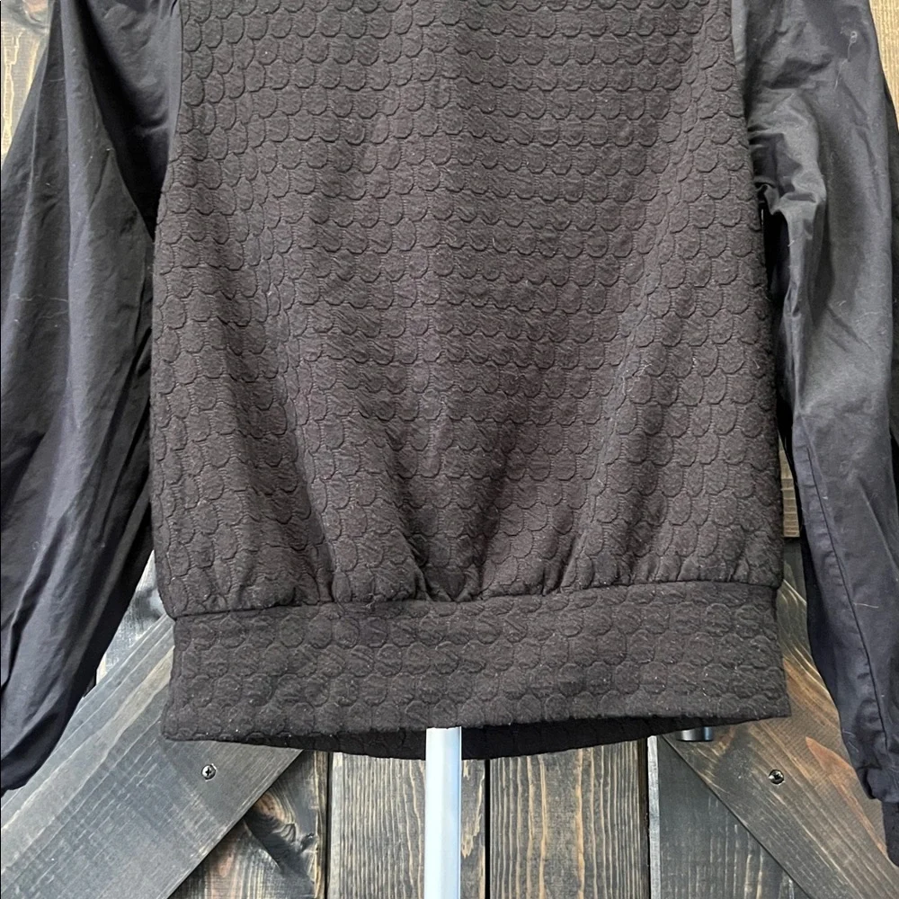Anthropologie‎ Porridge Black Textured Puff Sleeve Pullover Sweater XS Boho Chic